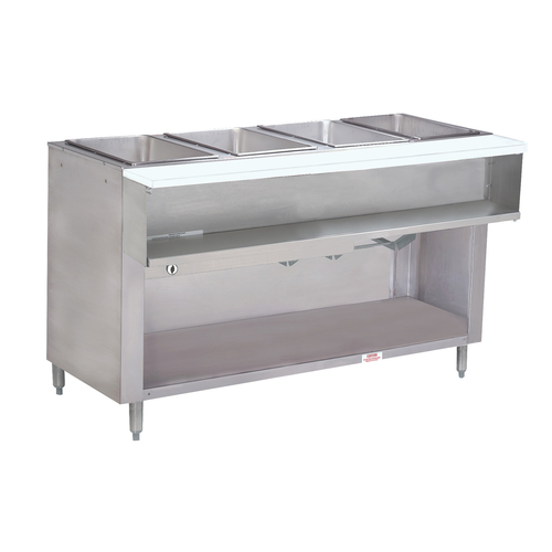Advance Tabco WB-4G-NAT-BS 4 Pans Stainless Steel Open Well Enclosed Base Natural Gas Hot Food Table