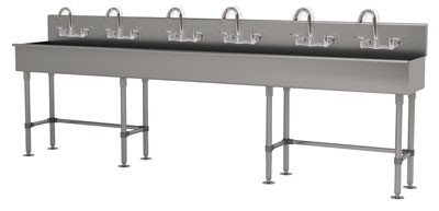 Advance Tabco 19-FM-120-F 120" W x 19.5" D 16 Gauge Freestanding Multiwash Hand Sink