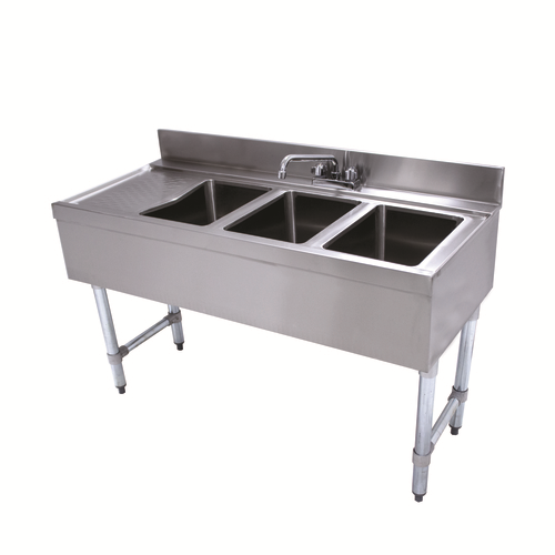 Advance Tabco CRB-43R 48" W x 21" D Stainless Steel 3 Bowls Underbar Basics Sink Unit
