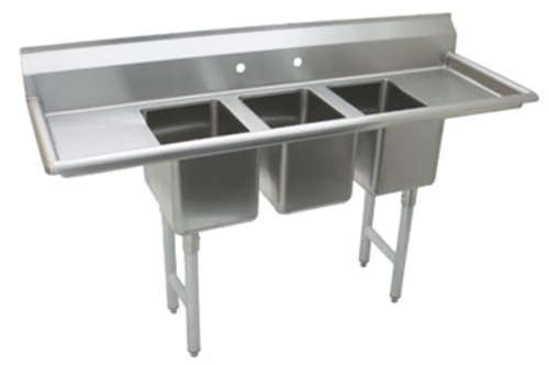 Advance Tabco K7-CS-21 138" W 18 Gauge 304 Stainless Steel Three Compartment Convenience Store Sink