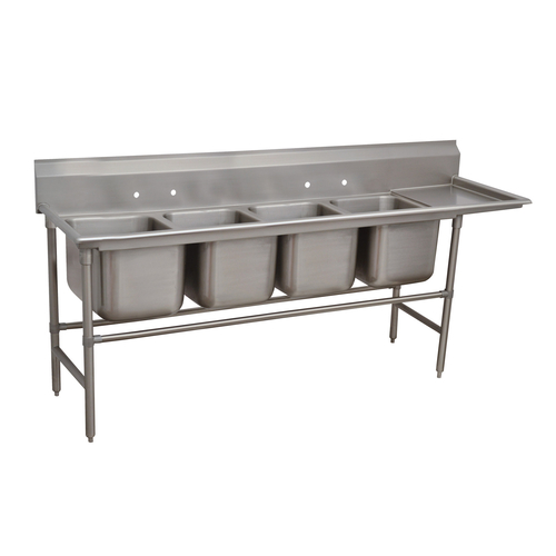 Advance Tabco 94-24-80-36R 129" W x 27" D x 45" H Stainless Steel 14 Gauge 4-Compartments Regaline Sink