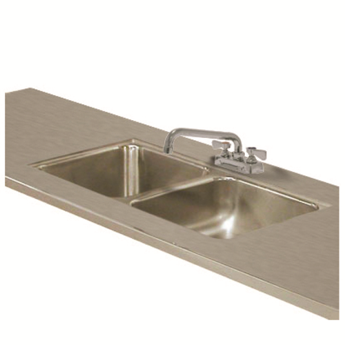 Advance Tabco TA-11J-2 12.5" H x 50" W x 17.75" D Deep Bowl Includes Faucet Double Sink Welded Into Table Top