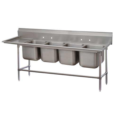 Advance Tabco 94-4-72-18L 95" W x 28" D x 45" H Stainless Steel 14 Gauge 4-Compartments Regaline Sink