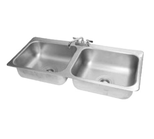 Advance Tabco DI-2-208 45.5" W x 21" D x 8" H 18 Gauge 304 Stainless Steel 2-Compartment Drop-In Sink