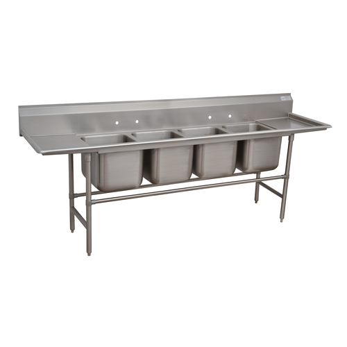 Advance Tabco 94-24-80-24RL 138" W x 27" D x 45" H Stainless Steel 14 Gauge 4-Compartments Regaline Sink