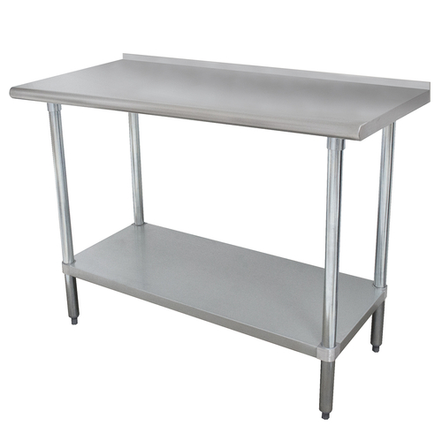 Advance Tabco FSS-3011 132" W x 30" D 14 Gauge 304 Stainless Steel Top Galvanized Adjustable Undershelf Work Table