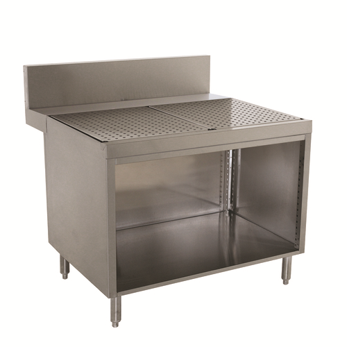 Advance Tabco PRSCO-24-18 18" W x 30" D Open Cabinet Base 7" Splash Prestige Underbar Drainboard Cabinet
