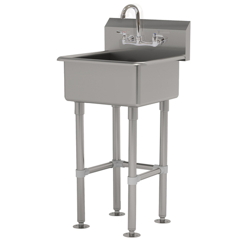 Advance Tabco FS-FM-2219-F 20" W x 19.5" D x 10" Deep Bowl 14 Gauge Stainless Steel Freestanding Service Sink