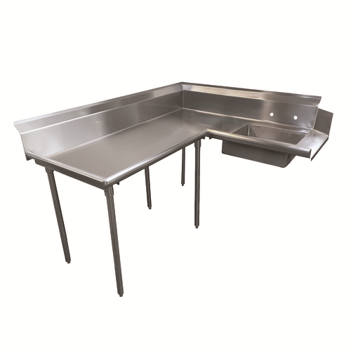 Advance Tabco DTS-K60-96L 95" L 16 Gauge 304 Stainless Steel L-Shaped Korner-Soil Dishtable