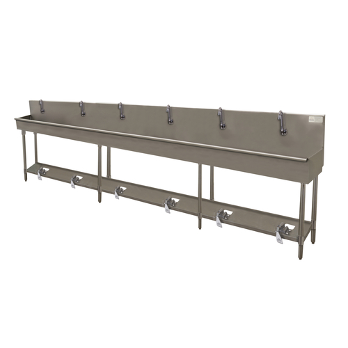 Advance Tabco 19-FM-120FV 120" W x 19.5" D 16 Gauge Freestanding Multiwash Hand Sink