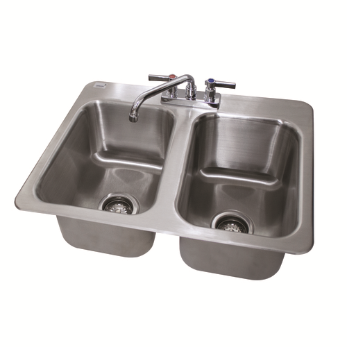 Advance Tabco DI-2-10 25.5" W x 19" D x 10" H 18 Gauge 304 Stainless Steel 2-Compartment Drop-In Sink