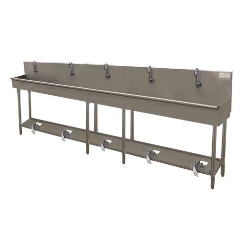 Advance Tabco 19-FM-100FV 100" W x 19.5" D 16 Gauge Freestanding Multiwash Hand Sink