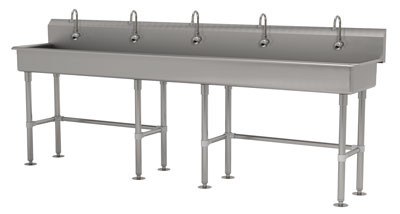 Advance Tabco FS-FM-100EFADA 100" W x 19.5" D x 42.5" H 14 Gauge 304 Stainless Steel Freestanding Multiwash Hand Sink