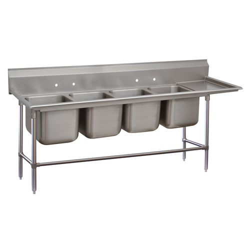 Advance Tabco 94-4-72-18R 95" W x 28" D x 45" H Stainless Steel 14 Gauge 4-Compartments Regaline Sink