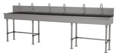 Advance Tabco 19-FM-120EFADA 120" W x 19.5" D 16 Gauge Freestanding Multiwash Hand Sink