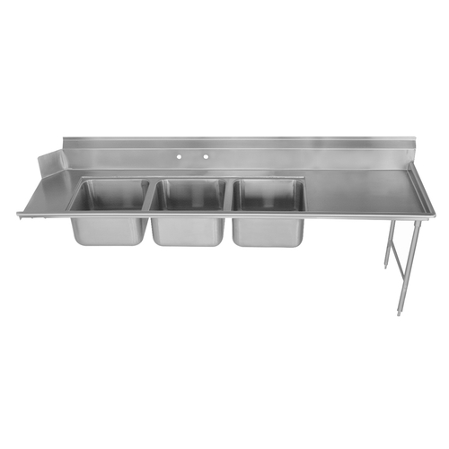 Advance Tabco DTC93-1620-8R 96" W 16 Gauge 304 Stainless Steel Straight Right Dish Machine Dishtable with 3-Compartment Sink