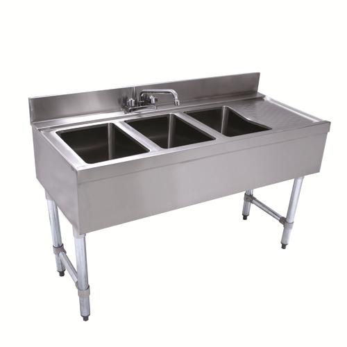 Advance Tabco CRB-43L 48" W x 21" D Stainless Steel 3 Bowls Underbar Basics Sink Unit