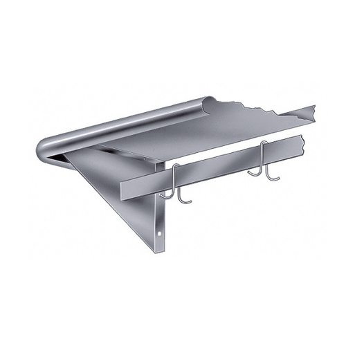 Advance Tabco PS-12-132 132" W x 12" D 18 Gauge Stainless Steel Single Shelf with Pot Rack