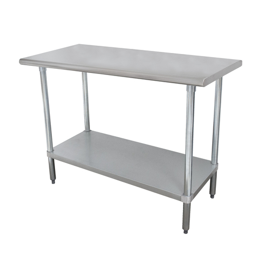Advance Tabco MSLAG-368-X 96" W x 36" D 304 Stainless Steel Base 16 Gauge Adjustable Undershelf Flat Top Work Table