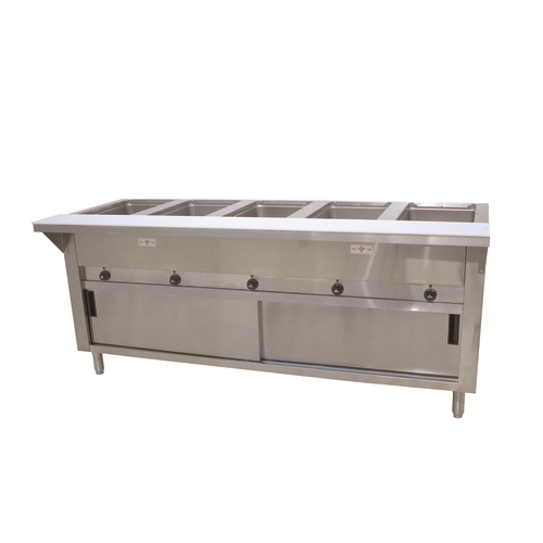 Advance Tabco HF-5E-240-DR 5 Pans Stainless Steel Open Well Enclosed Base Electric Hot Food Table - 208-204 Volts