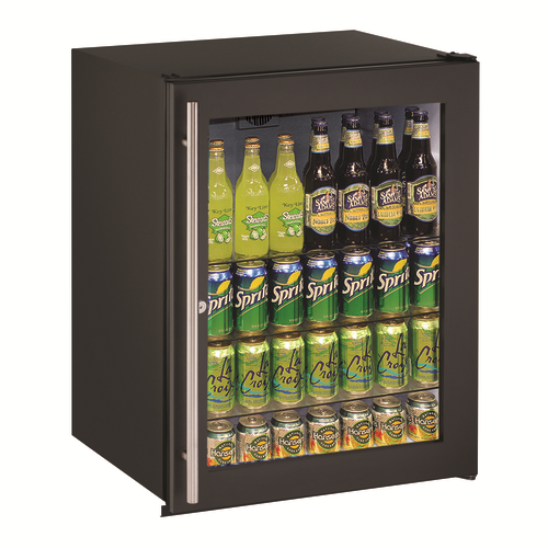 U-Line U-ADA24RGLB-13B 24" W Black One-Section Glass Door ADA Series Undercounter Refrigerator - 115 Volts