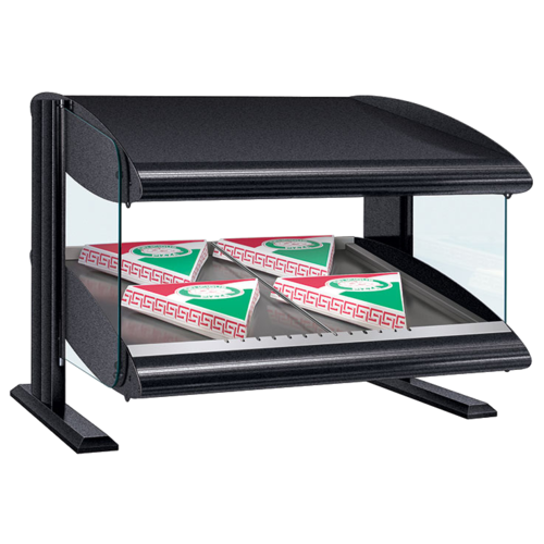 Hatco HXMS-54 57.9" W Aluminum 1 Shelf Countertop Slant Heated Merchandiser with LED Lighting Warmer - 120 Volts