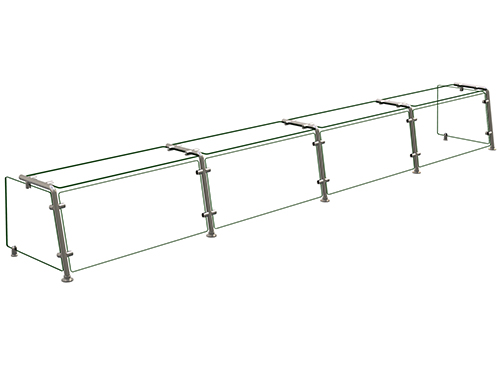 Hatco EP21-13218 132" W x 18" D Stainless Steel Frame Full-Service Pass-Over Single-Sided Flav-R-Shield EP21 Food Shield