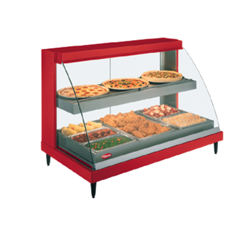 Hatco GRCD-3PD-120-QS 45.5" W Curved Glass Countertop Glo-Ray Designer Heated Display Case - 120 Volts