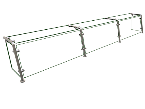 Hatco EP21-10812 108" W x 11.5" D Stainless Steel Frame Full-Service Pass-Over Single-Sided Flav-R-Shield EP21 Food Shield