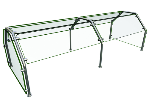 Hatco ES82-72 72" W x 38" D Stainless Steel Frame Self Service Double-Sided Flav-R-Shield ES82 Food Shield