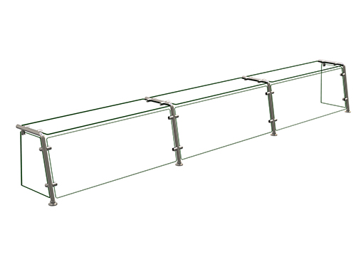 Hatco EP21-12012 120" W x 11.5" D Stainless Steel Frame Full-Service Pass-Over Single-Sided Flav-R-Shield EP21 Food Shield