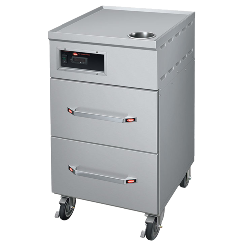 Hatco HRDW-2U Stainless Steel 2 Drawers with Utensil Well & Pan Rice Drawer Warmer - 120 Volts 700 Watts