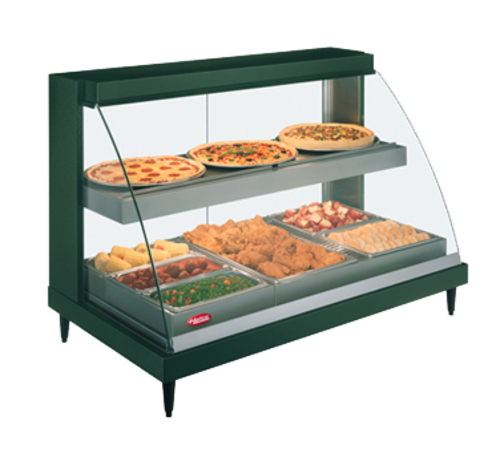 Hatco GRCDH-3PD-120-QS 45.5" W Curved Glass Countertop Glo-Ray Designer Heated Display Case with Humidity - 120 Volts