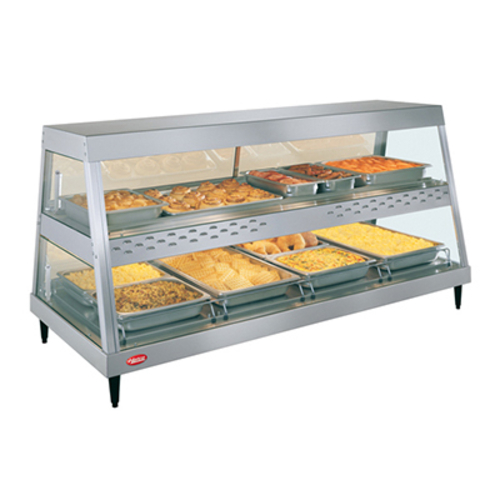Hatco GRHD-4PD 58.5" W Stainless Steel 4 Shelf Countertop Glo-Ray Heated Display Case - 120 Volts