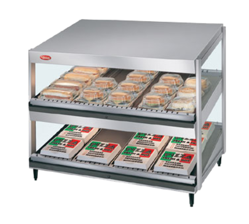 Hatco GRSDS-41D 41" W 2 Aluminum and Stainless Slanted Shelves Glo-Ray Merchandising Warmer - 120 Volts