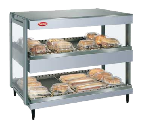 Hatco GRSDH-52D 52" W 2 Aluminum and Stainless Flat Shelves Glo-Ray Merchandising Warmer - 120 Volts