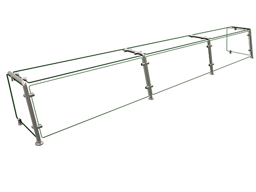 Hatco EP21-12015 120" W x 15" D Stainless Steel Frame Full-Service Pass-Over Single-Sided Flav-R-Shield EP21 Food Shield