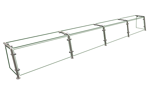 Hatco EP21-14412 144" W x 11.5" D Stainless Steel Frame Full-Service Pass-Over Single-Sided Flav-R-Shield EP21 Food Shield