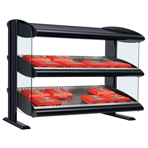Hatco HXMS-60D 63.9" W Aluminum 2 Shelf Countertop Slant Heated Merchandiser with LED Lighting Warmer - 120/208 Volts