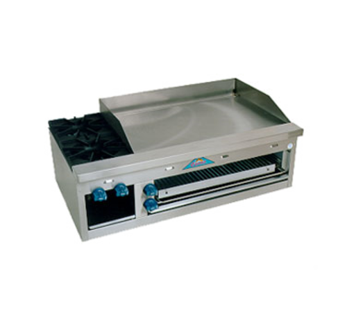 Comstock-Castle FHP48-36B-NG 48" W Stainless Steel Countertop Natural Gas Hotplate Griddle- Cheesemelter Combination - 108,000 BTU