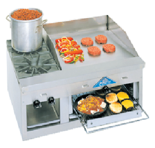 Comstock-Castle FHP48-36B-LP 48" W Stainless Steel Countertop Liquid Propane Hotplate Griddle- Cheesemelter Combination - 108,000 BTU