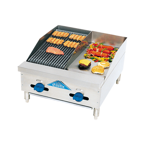Comstock-Castle FHP24-12-1RB-NG 24" W Stainless Steel Countertop Natural Gas Char-Broiler Griddle - 45,000 BTU