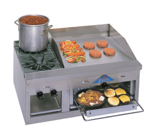 Comstock-Castle FHP36-24B-LP 36" W Stainless Steel Countertop Liquid Propane Hotplate Griddle-Cheesemelter Combination - 78,000 BTU