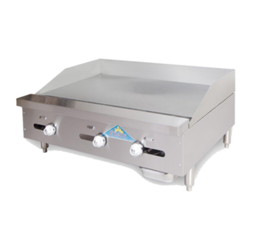 Comstock-Castle 3236TG-NG 36" W x 32" D x 13" H Natural Gas 1" Thick Polished Steel Griddle Plate Stainless Steel Exterior Castle Series Griddle - 75,000 BTU