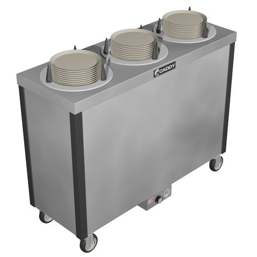 Caddy Corporation CM-S-303-H 3 Self-Leveling Adjustable Dispensing Cylinders 7.38" to 9.5" Dia. Dish Size Cabinet Style Heated Caddy Magic Dish Dispenser - 120 Volts