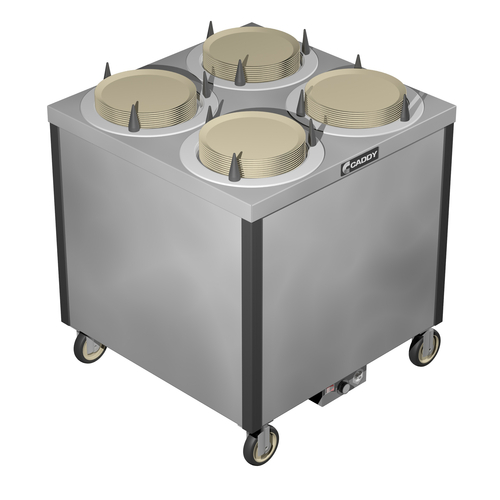 Caddy Corporation CM-S-504-H 4 Self-Leveling Adjustable Dispensing Cylinders 10.25" to 12" Dia. Dish Size Cabinet Style Heated Caddy Magic Dish Dispenser - 120 Volts