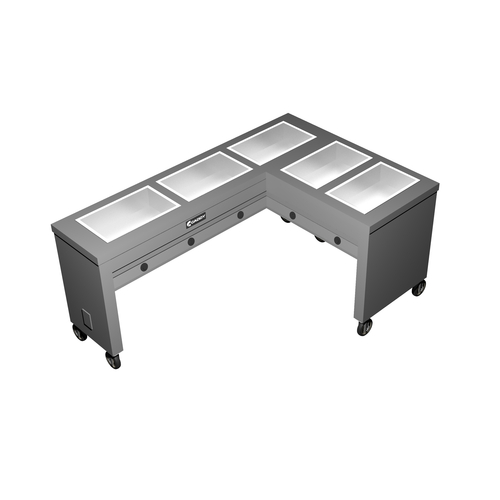 Caddy Corporation TF-615-R (5) 12" x 20" x 6.38" Deep Hot Food Wells L-Shaped Right-Handed Open Base Electric Slimline Hot Food Caddy - 208 Volts