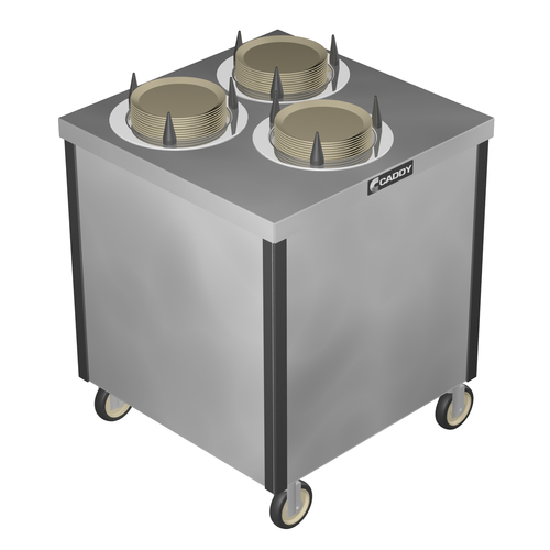 Caddy Corporation CM-SQ-303 3 Self-Leveling Adjustable Dispensing Cylinders 7.38" to 9.5" Dia. Dish Size Staggered Square Cabinet Style Unheated Caddy Magic Dish Dispenser