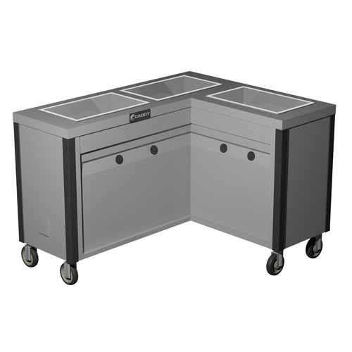 Caddy Corporation TF-633-R (3) 12" x 20" x 6.38" Deep Hot Food Wells L-Shaped Right-Handed Enclosed Heated Base Electric Slimline Hot Food Caddy - 208 Volts