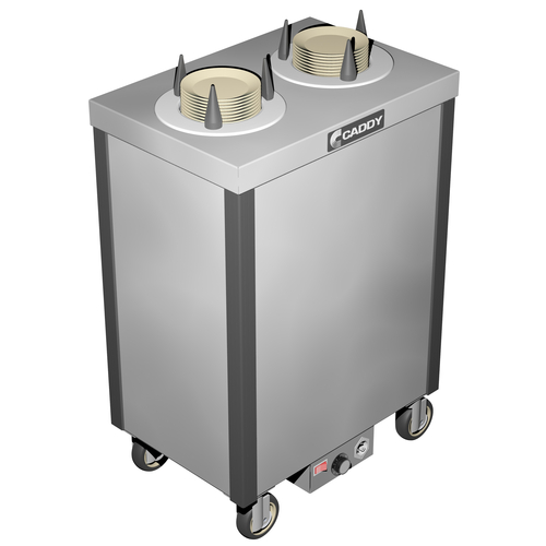 Caddy Corporation CM-S-102-H 2 Self-Leveling Adjustable Dispensing Cylinders 0" to 5.75" Dia. Dish Size Cabinet Style Heated Caddy Magic Dish Dispenser - 120 Volts
